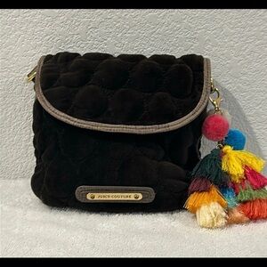 Juicy Couture Black Quilted Bag with Colorful Tassels